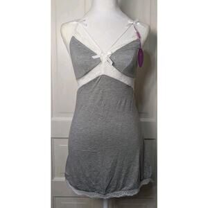 Avidlove Lace Feminine Babydoll Nightgown Grey Bow Small (792)